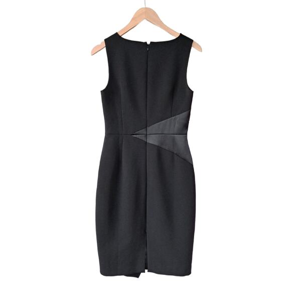 White House Black Market Asymmetric Black Sheath Dress Size 4 Satin Crepe - Picture 9 of 10